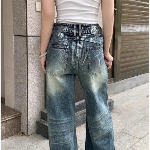 Y2K Vintage Fade Wide-Leg Jeans for Retro Summer Outfits and Grunge Style