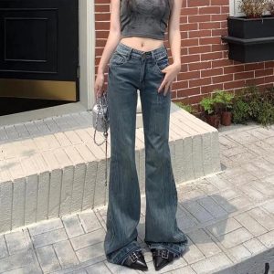 Y2K Vintage Flare Denim Jeans for Retro Summer Outfits and Grunge Style