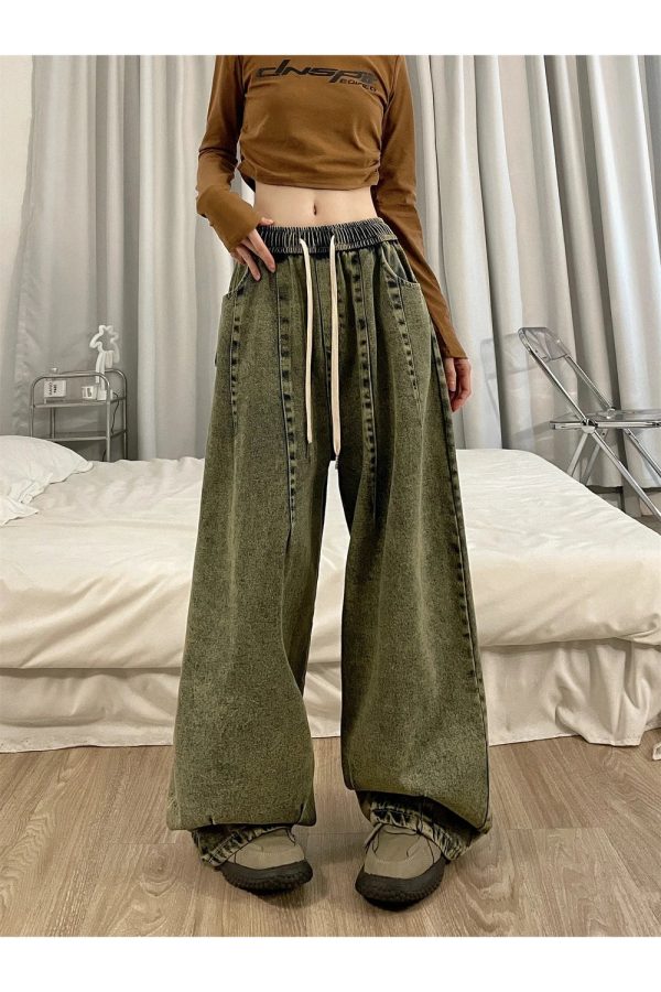 Y2K Vintage Ultra-Wide Cargo Jeans for Trendy Summer Outfits