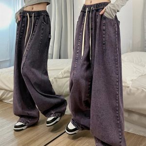 Y2K Vintage Ultra-Wide Cargo Jeans for Trendy Summer Outfits