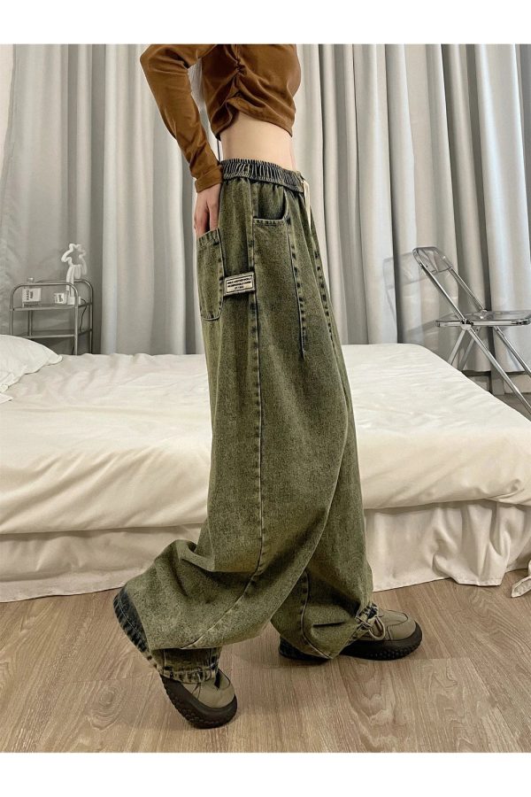 Y2K Vintage Ultra-Wide Cargo Jeans for Trendy Summer Outfits