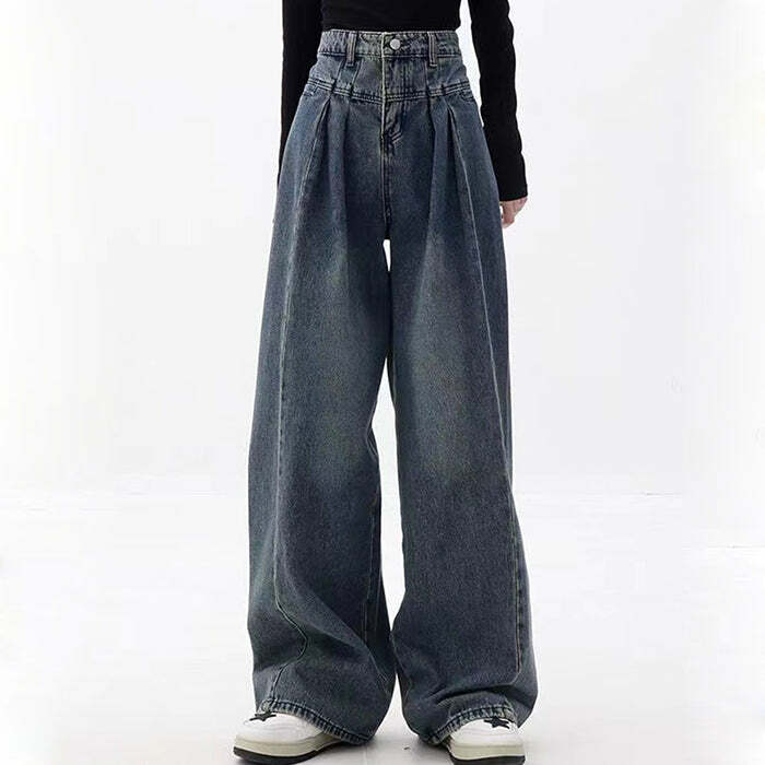 Y2K Vintage Wide Leg Jeans for Retro Summer Outfits and Grunge Style