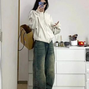 Y2K Washed Low-Rise Baggy Jeans for Retro Summer Outfits