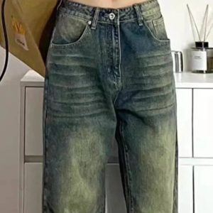 Y2K Washed Low-Rise Baggy Jeans for Retro Summer Outfits