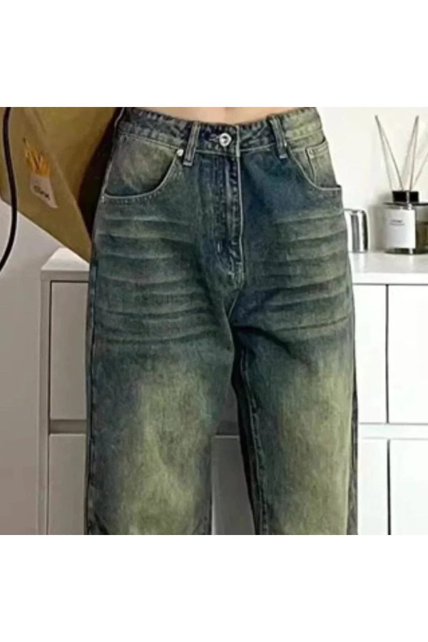 Y2K Washed Low-Rise Baggy Jeans for Retro Summer Outfits