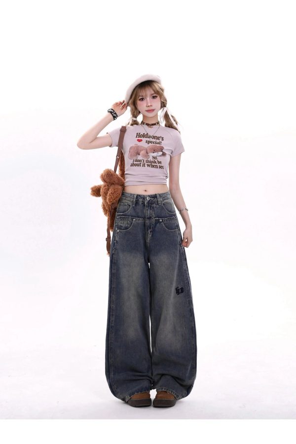 Y2K Wide-Leg Baggy Jeans: Retro 90s Grunge Style for Effortless Chic