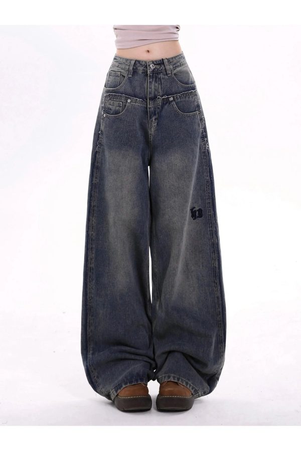 Y2K Wide-Leg Baggy Jeans: Retro 90s Grunge Style for Effortless Chic